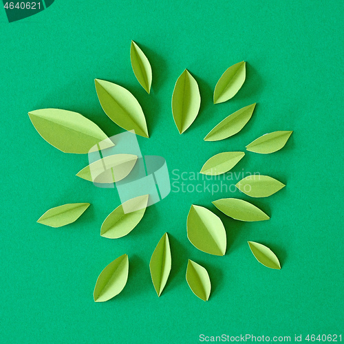 Image of abstract green paper leaves