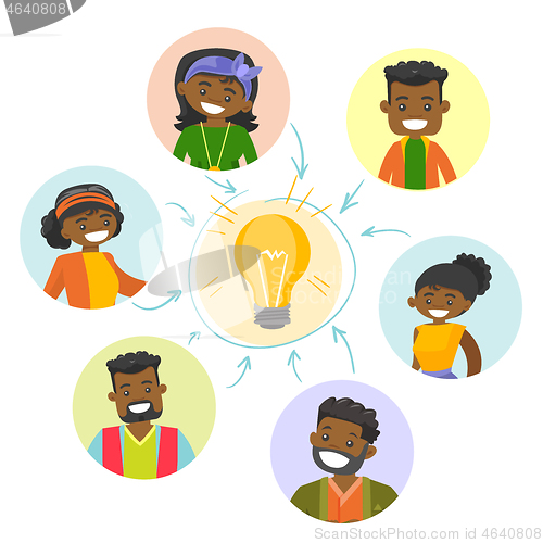 Image of Group of businessmen discussing business idea.
