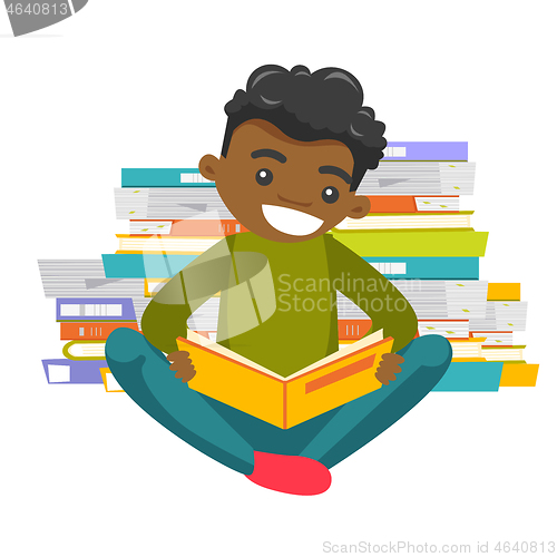 Image of African-american college student reading a book.