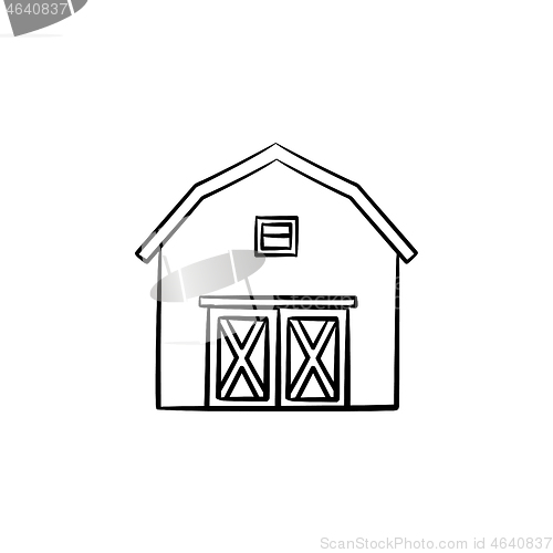 Image of Farm barn hand drawn sketch icon.