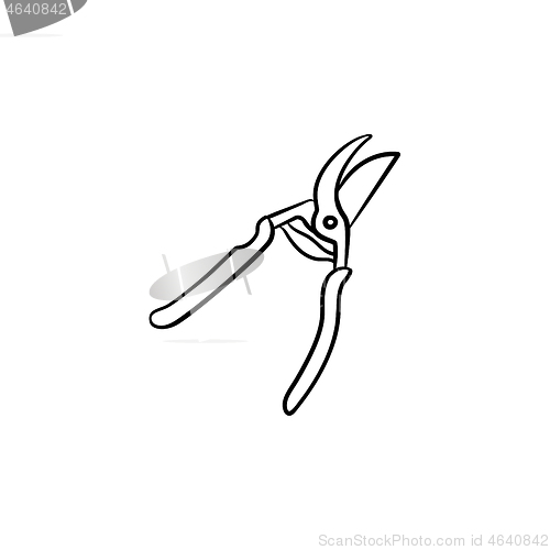 Image of Garden pruner hand drawn sketch icon.