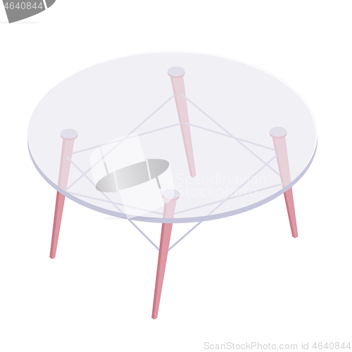 Image of Isometric round glass table illustration.