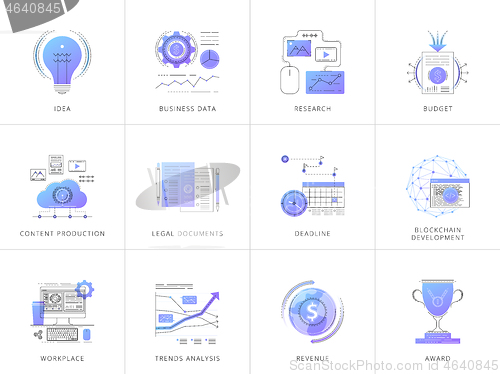 Image of Neon business vector line icon set.