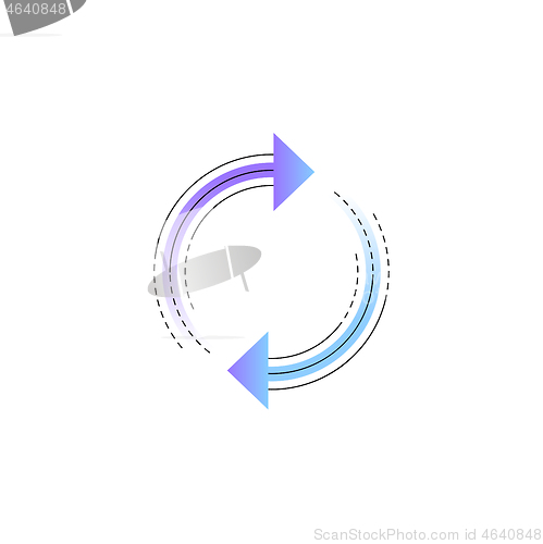 Image of Neon rotation arrow vector line icon.