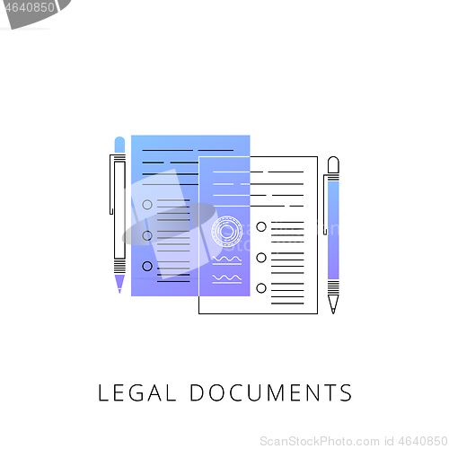 Image of Neon legal documents vector line icon.