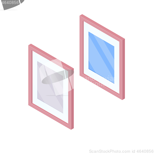 Image of Mirror with reflection isometric illustration.