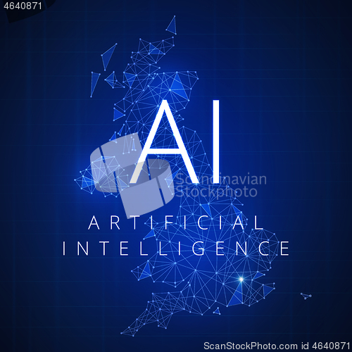 Image of Blockchain technology artificial intelligence concept.