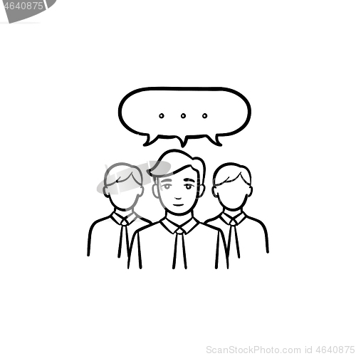 Image of People teamwork hand drawn sketch icon.