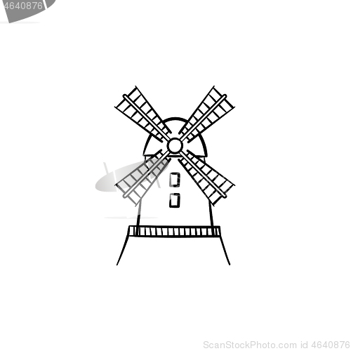 Image of Windmill hand drawn sketch icon.