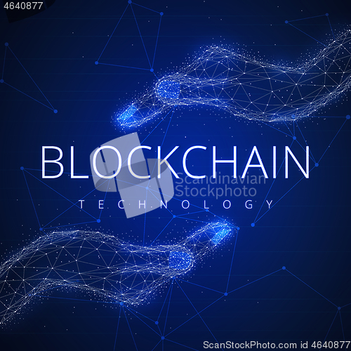 Image of Blockchain technology futuristic hud banner.