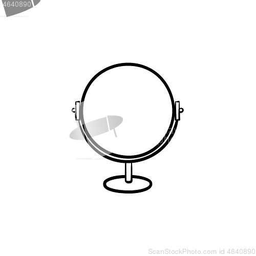 Image of Round makeup mirror hand drawn sketch icon.