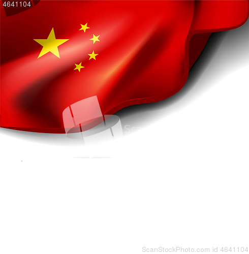 Image of Waving flag of china. Vector illustration on white