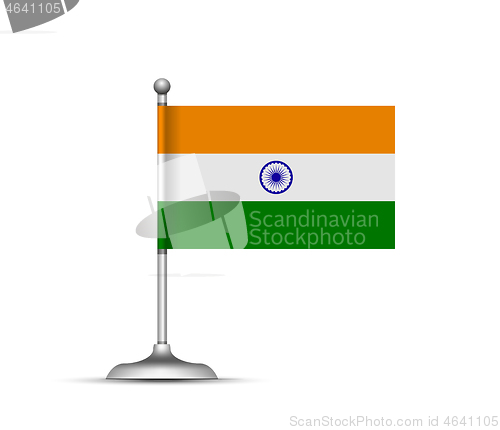 Image of Indian flag standing on white background. Vector illustration