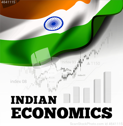 Image of Indian economic vector illustration with flag of the India