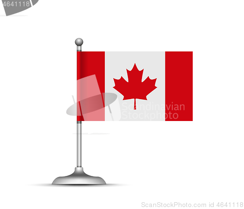 Image of Canadian flag standing on white background. Vector