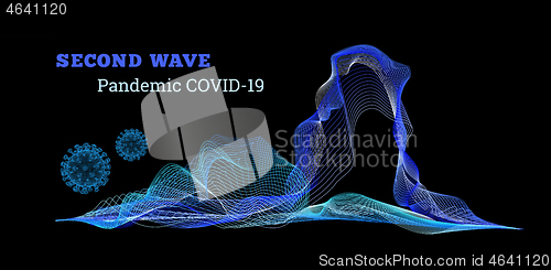 Image of Second wave covid-19. Vector illustration on black