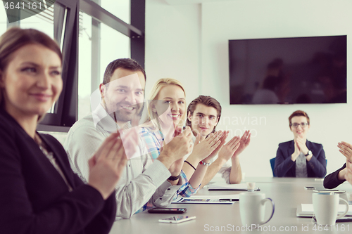 Image of Group of young people meeting in startup office