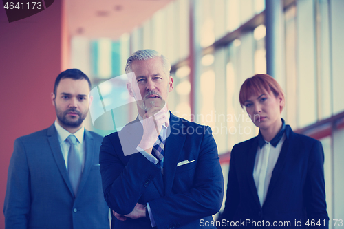 Image of senior business man with his team at office