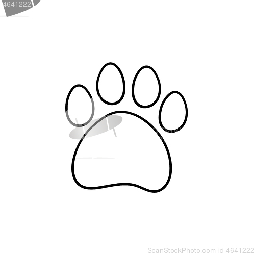 Image of Paw print hand drawn sketch icon.