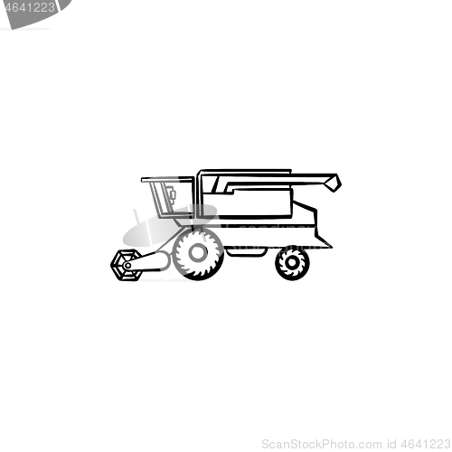 Image of Combine harvester hand drawn sketch icon.