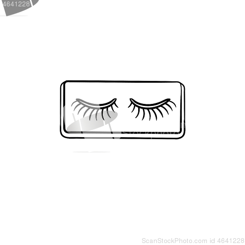 Image of False lashes hand drawn sketch icon.