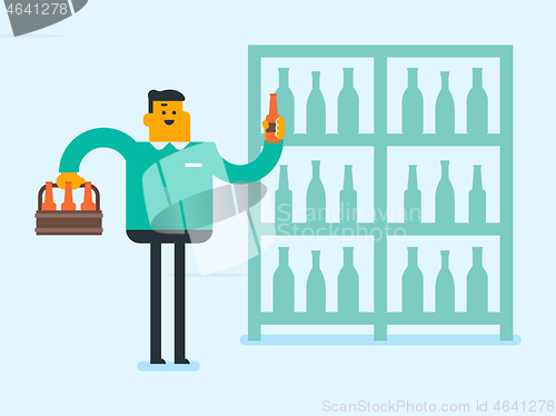 Image of Young caucasian white man at the alcohol store.