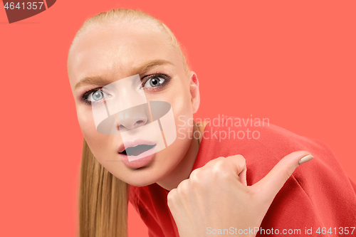 Image of Portrait of the scared woman on coral