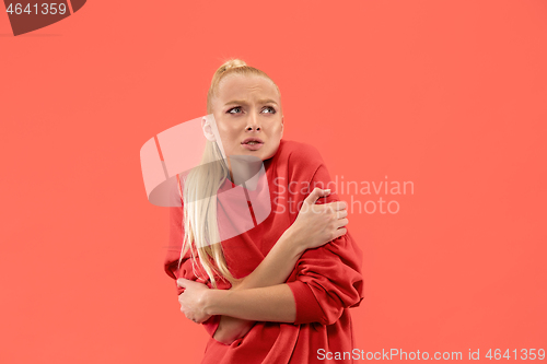 Image of Portrait of the scared woman on coral