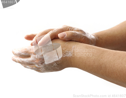 Image of hands with soap foam