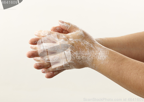 Image of hands with soap foam