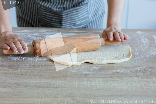 Image of the yeast dough is rolled