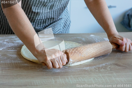 Image of the yeast dough is rolled