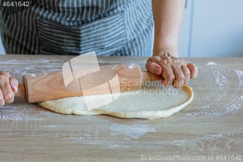 Image of the yeast dough is rolled