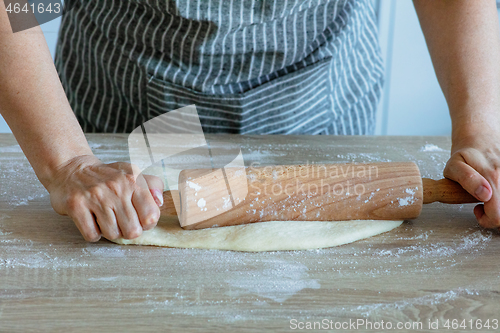 Image of the yeast dough is rolled