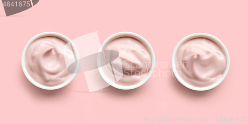 Image of three bowls of yogurt