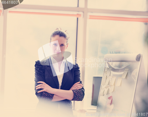 Image of portrait of young business woman at modern office