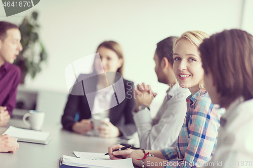 Image of Group of young people meeting in startup office