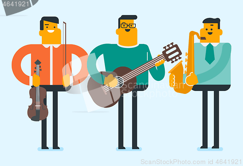 Image of Band of musicians playing the musical instruments.