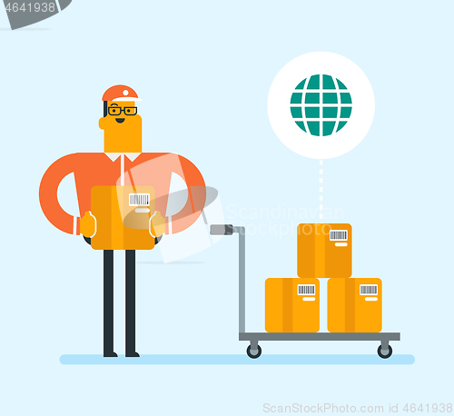 Image of Business worker of international delivery service.