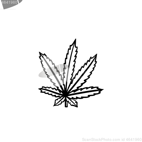 Image of Marijuana leaf hand drawn sketch icon.