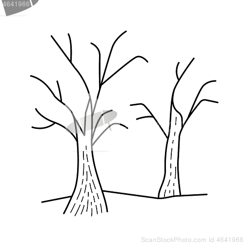 Image of Dry trees vector line icon.