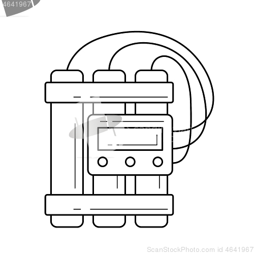 Image of TNT dynamite vector line icon.