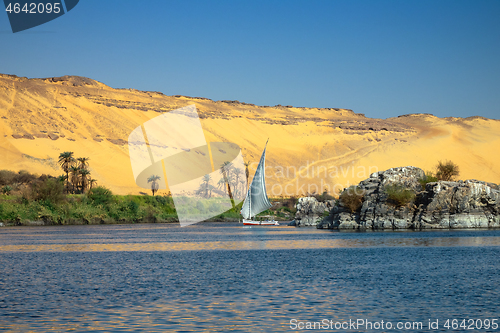 Image of felucca boat on Nile river in Egypt
