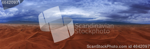 Image of Sand dunes storm clouds in Gobi Desert