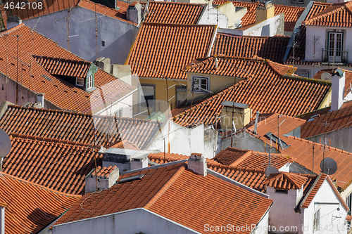 Image of Old Lisbon cityscape with roofs