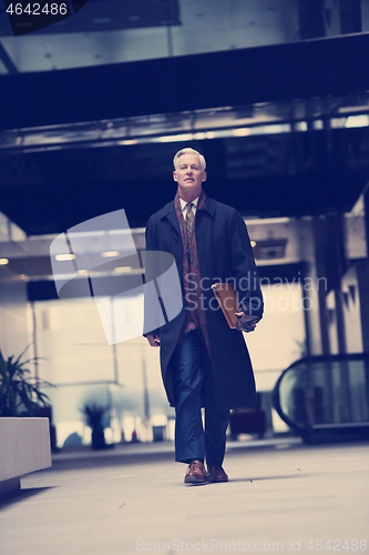 Image of handsome senior business man walking