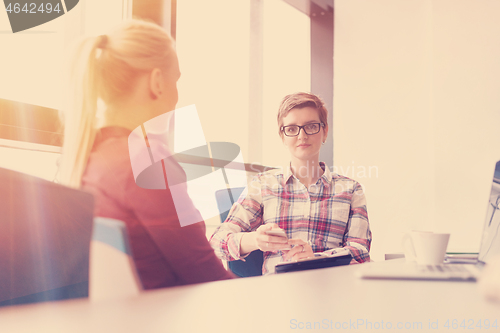 Image of young business people group on meeting at office