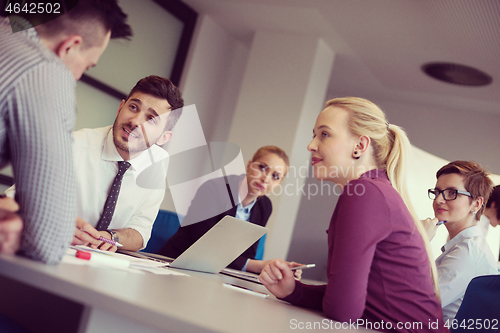 Image of business people group on meeting at modern startup office