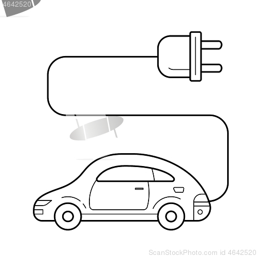 Image of Electric car vector line icon.