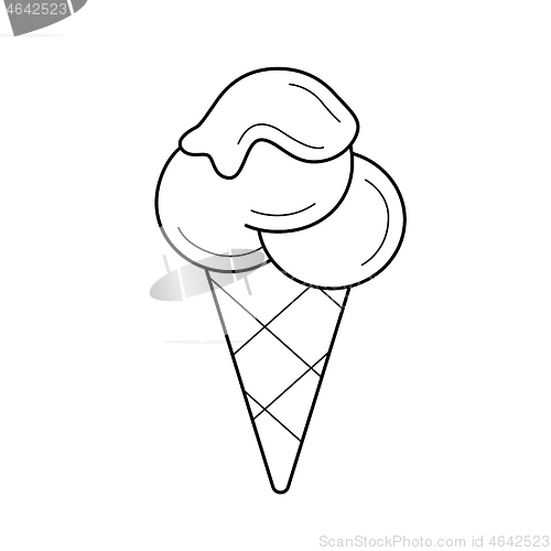 Image of Ice cream cone vector line icon.